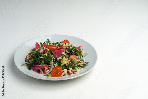 Salad with orzo pasta