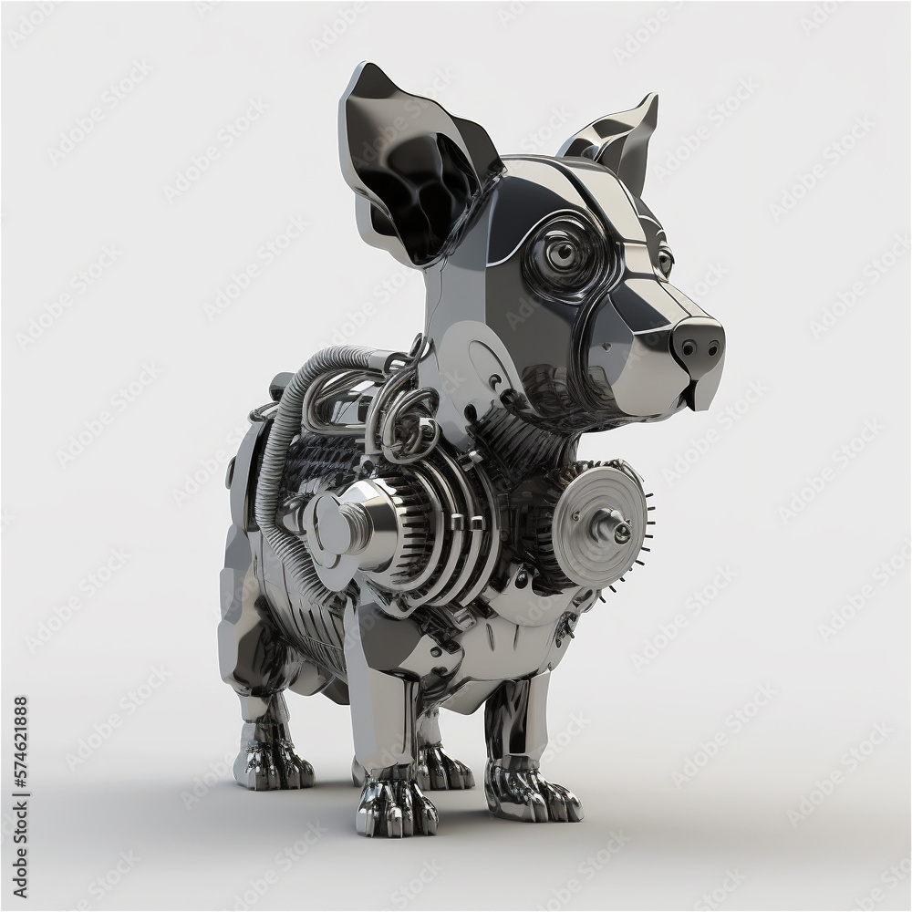 Robot dog from car engine parts isolated on white Robot dog from car engine parts isolated on white