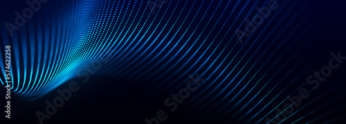 Digital technology background. Dynamic wave of glowing points. Futuristic background for presentation design. 3d Widescreen