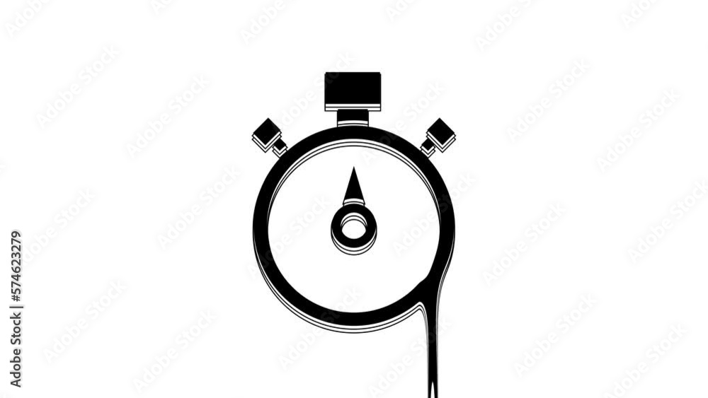 Black Stopwatch icon isolated on white background. Time timer sign. Chronometer sign. 4K Video motion graphic animation Black Stopwatch icon isolated on white background. Time timer sign. Chronometer sign. 4K Video motion graphic animation