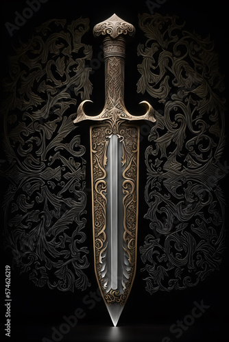 Medieval sword and scabbard Fototapet