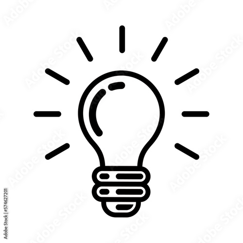 Electric light bulb shining. Vector icon on transparent background