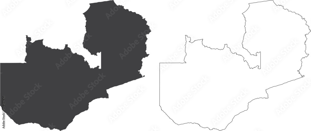 set of maps of Zambia - vector illustrations