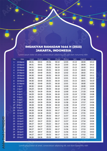 illustration vector Imsakiyah Ramadan 1444 photo