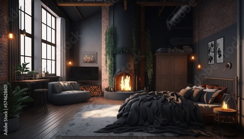 Bedroom interior design, generative ai © AI BLONDY