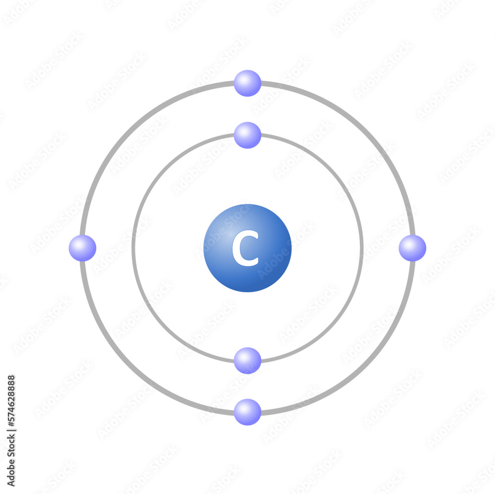 Carbon electron structure. Vector illustration. Carbon electron structure. Vector illustration.