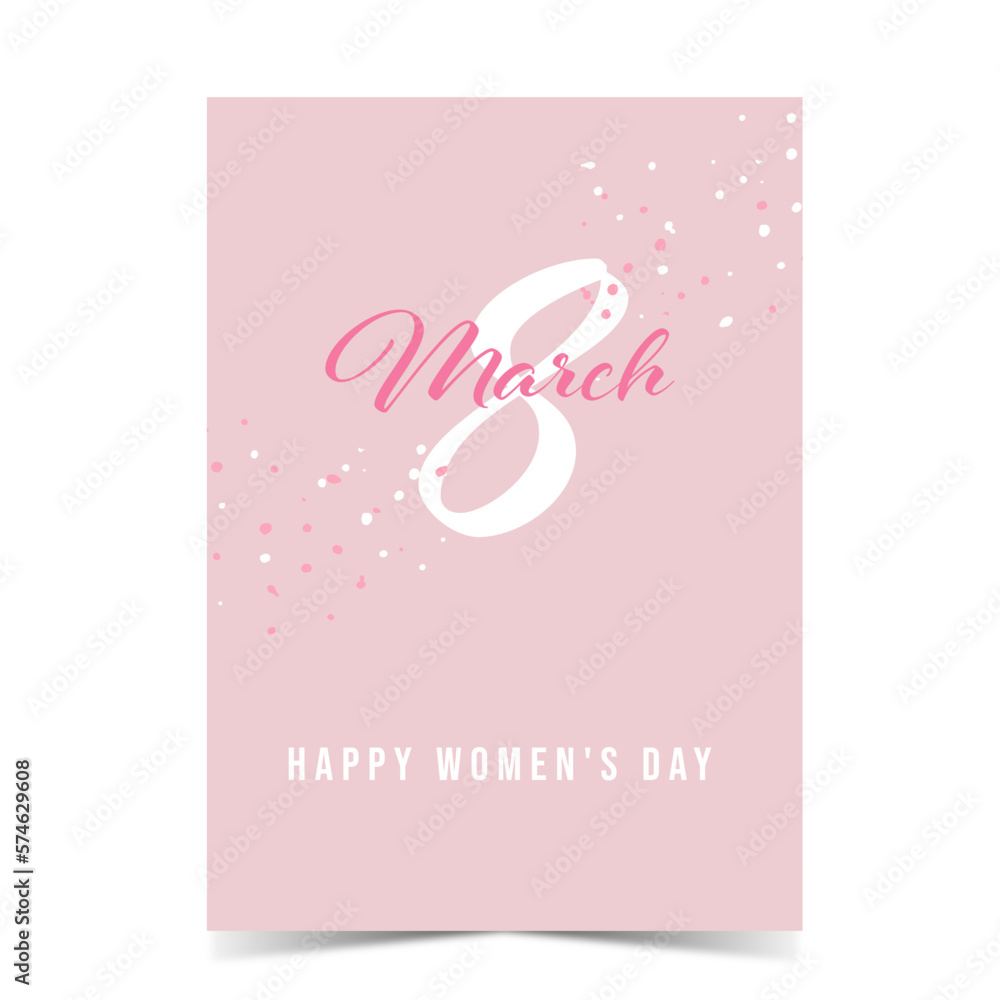 International Women's Day. Greeting card with abstract golden art backgrounds and botanical palm leaves. 