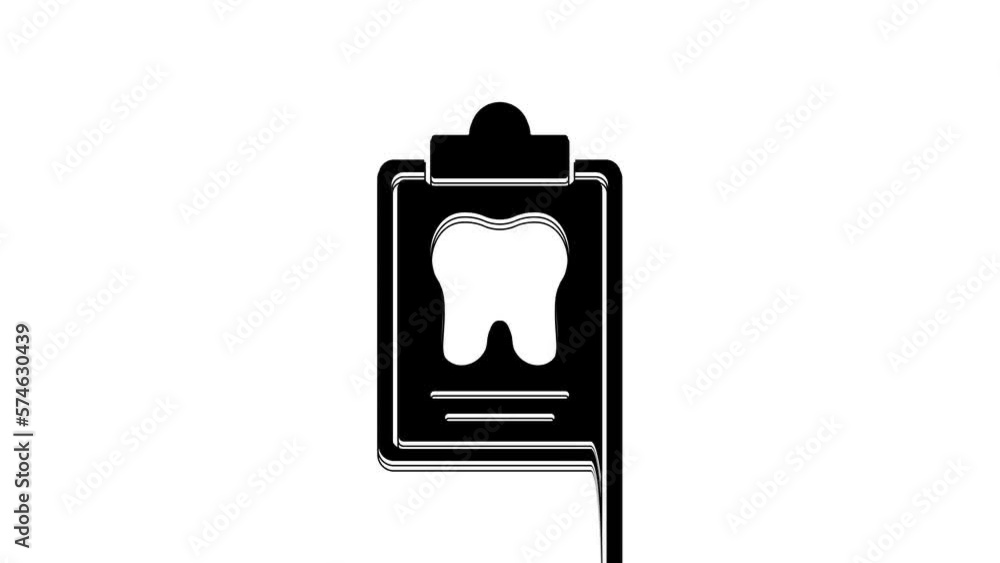 Black Clipboard with dental card or patient medical records icon isolated on white background. Dental insurance. Dental clinic report. 4K Video motion graphic animation Black Clipboard with dental card or patient medical records icon isolated on white background. Dental insurance. Dental clinic report. 4K Video motion graphic animation