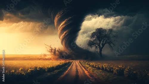 Tornado In Stormy Landscape