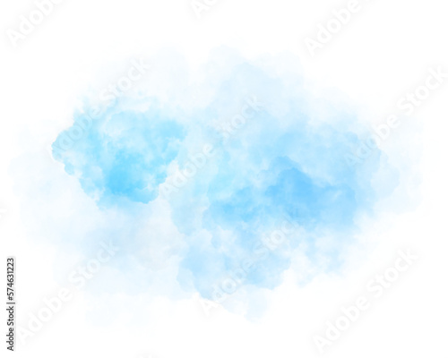 Ink blue color blot on PNG transparent abstract background. Watercolor painting. Hand drawn.