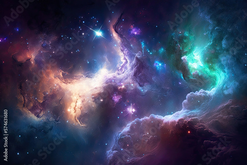 Abstract outer space endless nebula galaxy background  generative AI