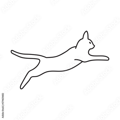 Fototapeta Naklejka Na Ścianę i Meble -  Minimalist cats hand drawn illustration. Cat doodles in abstract hand drawn style, black and white line art vector illustration.