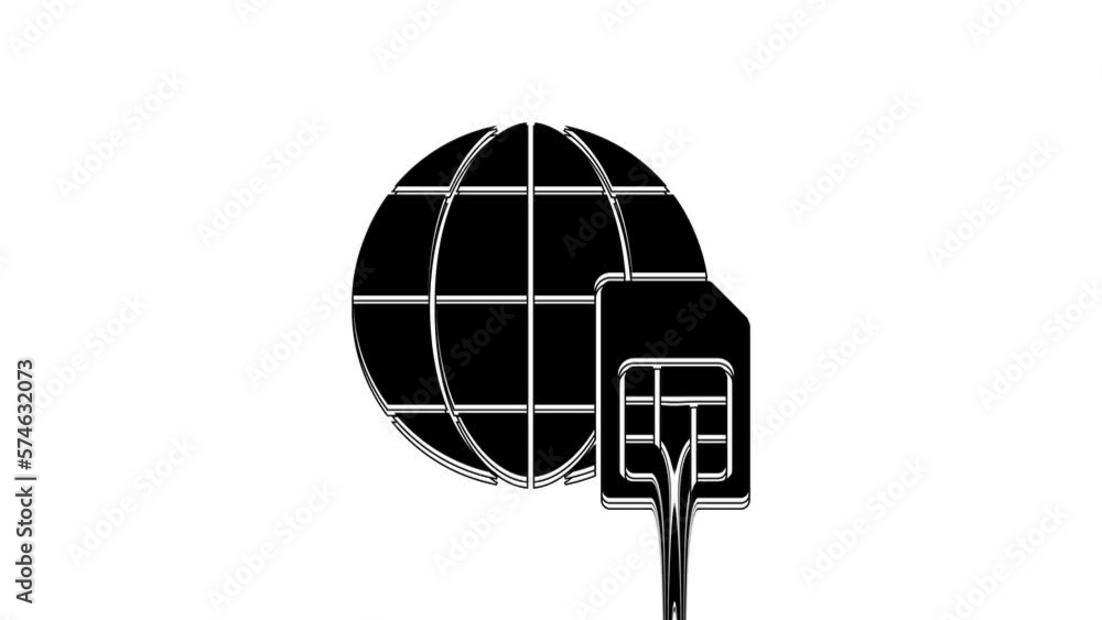 Black Globe 5G Sim Card icon isolated on white background. Mobile and wireless communication technologies. Network chip electronic connection. 4K Video motion graphic animation Black Globe 5G Sim Card icon isolated on white background. Mobile and wireless communication technologies. Network chip electronic connection. 4K Video motion graphic animation