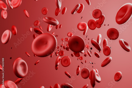 3D illustration of red blood cells. The illustration concept is used to illustrate medical  pharmacology  science and scientific education to learn about blood cells or mechanisms in the body.