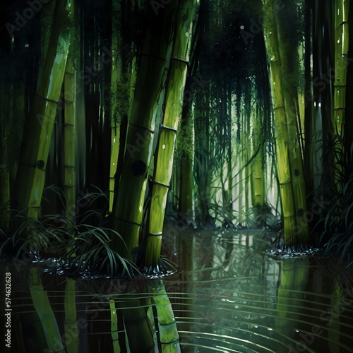 Tableau sur toile Bamboo fantasy river passage