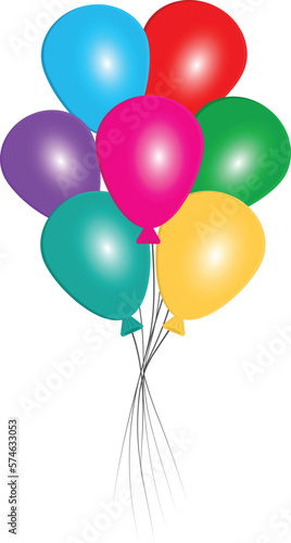 Colorful balloon bunch set, Glossy balloons bunch, Multicolor balloons bunch party decoration elements