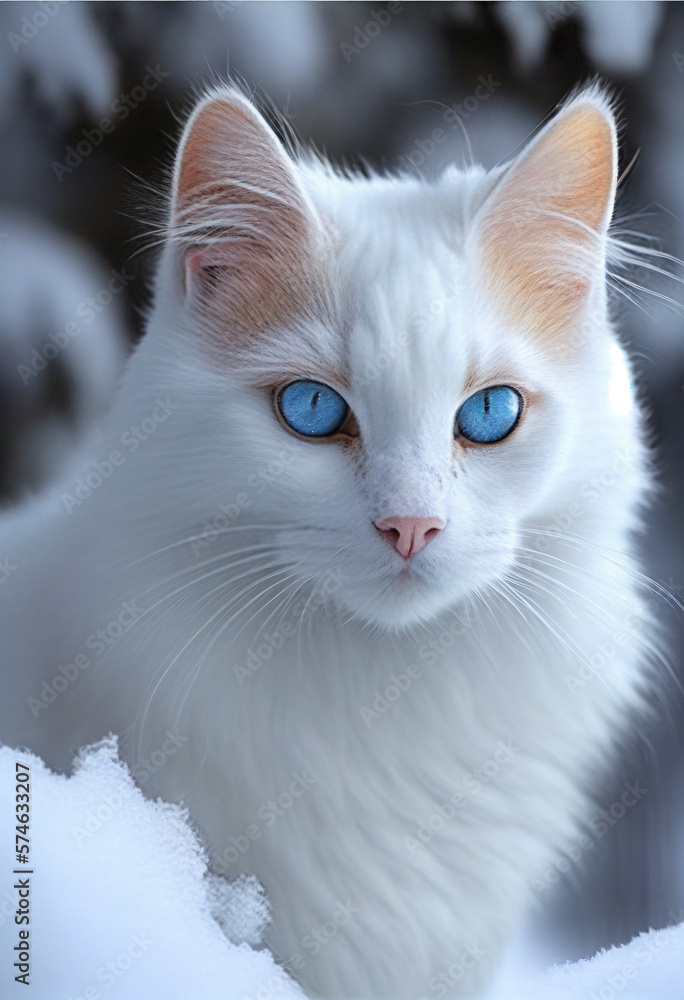 cat on the snow, Generative AI