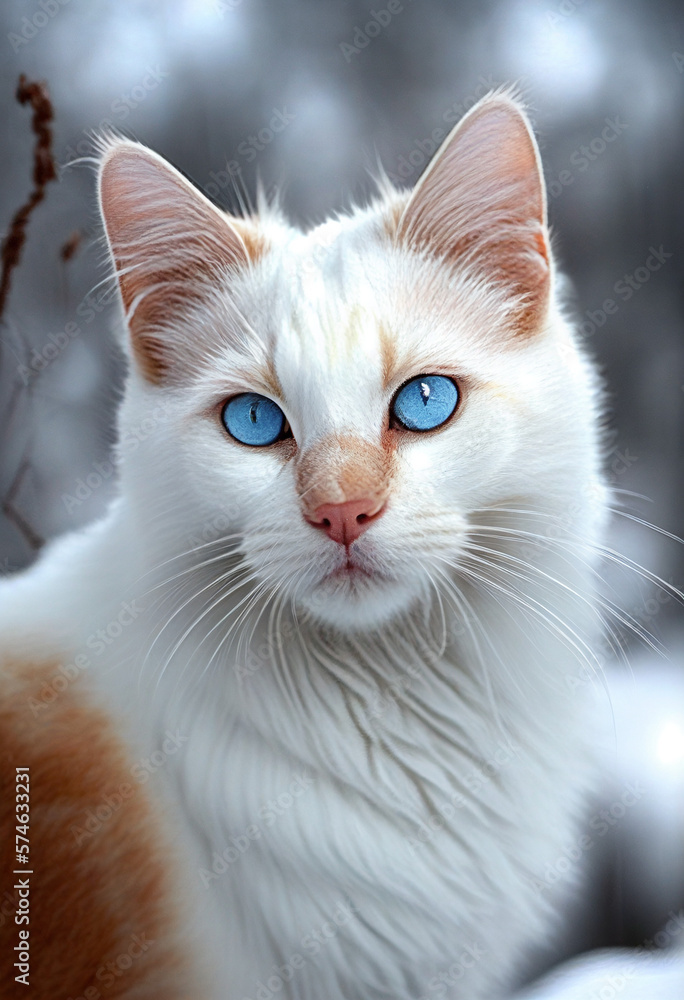 cat on the snow, Generative AI