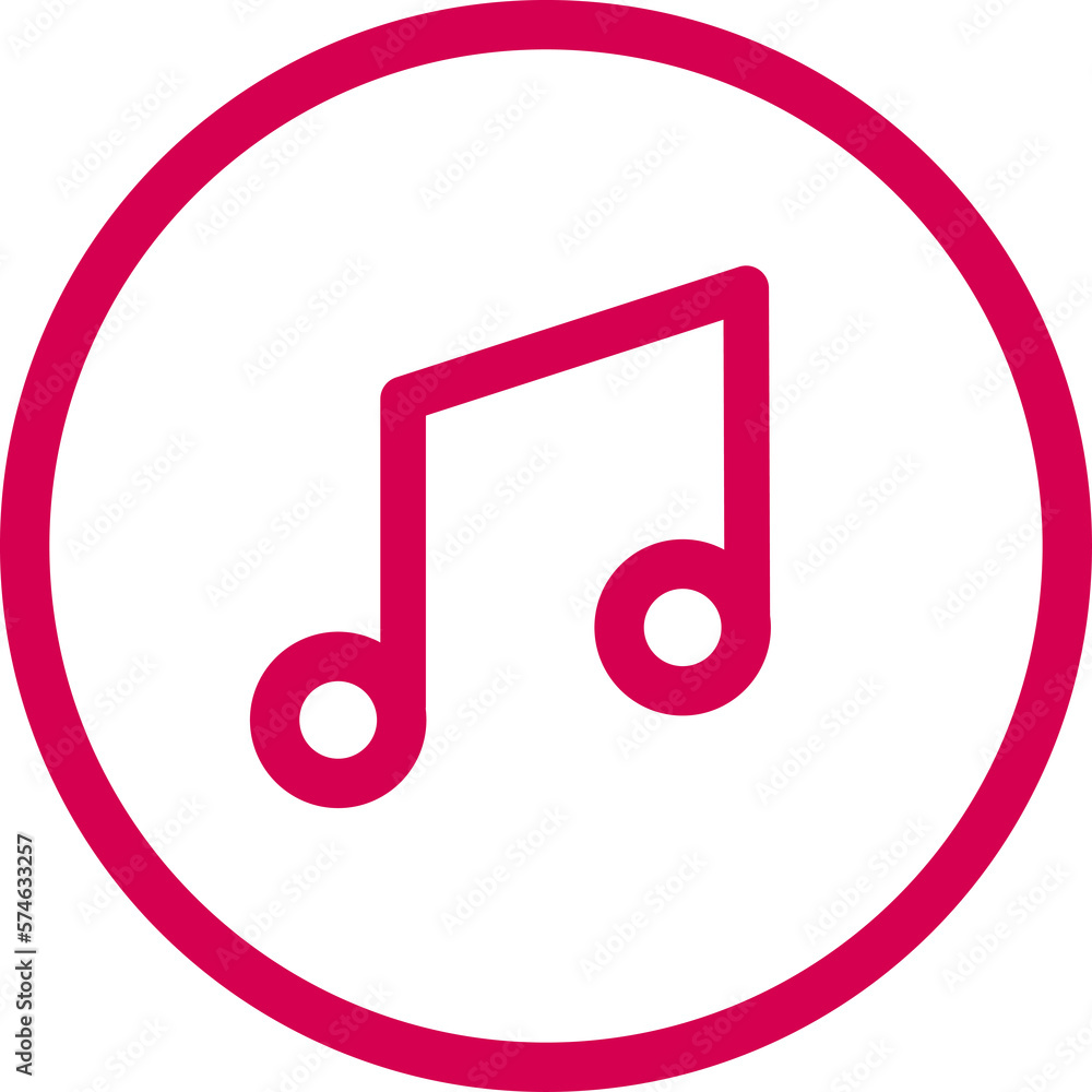 Music pattern symbol in pink round frame.