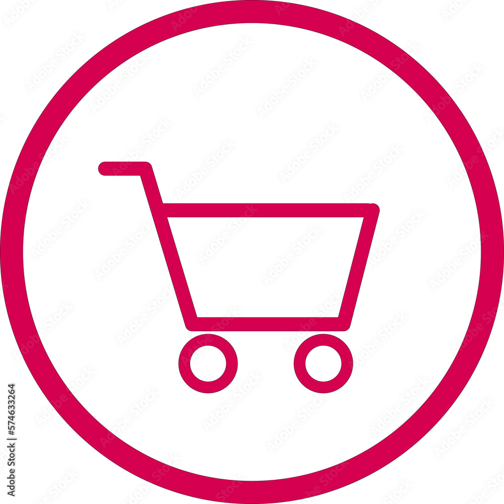 Shopping cart graphic symbol in pink round frame. Shopping cart graphic symbol in pink round frame.