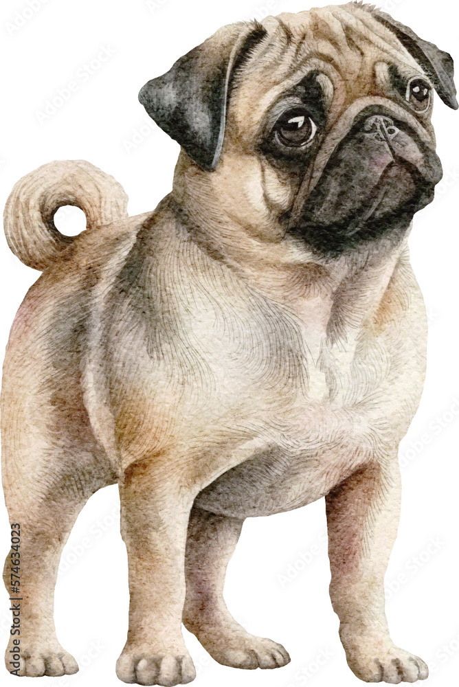 Cute pug dog created with Generative AI technology Cute pug dog created with Generative AI technology