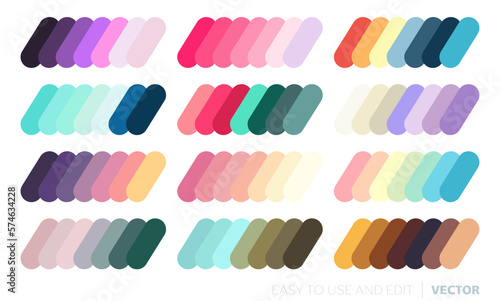 Сolor palettes, modern color schemes and combinations. Collection of matching colors.
