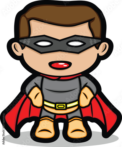 cartoon illustration of superhero hero smiling and posing proudly