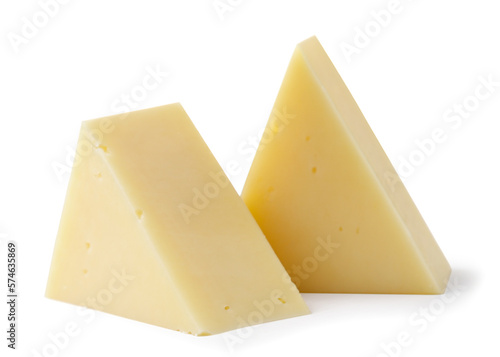 Cheese triangles on a white background. Isolated