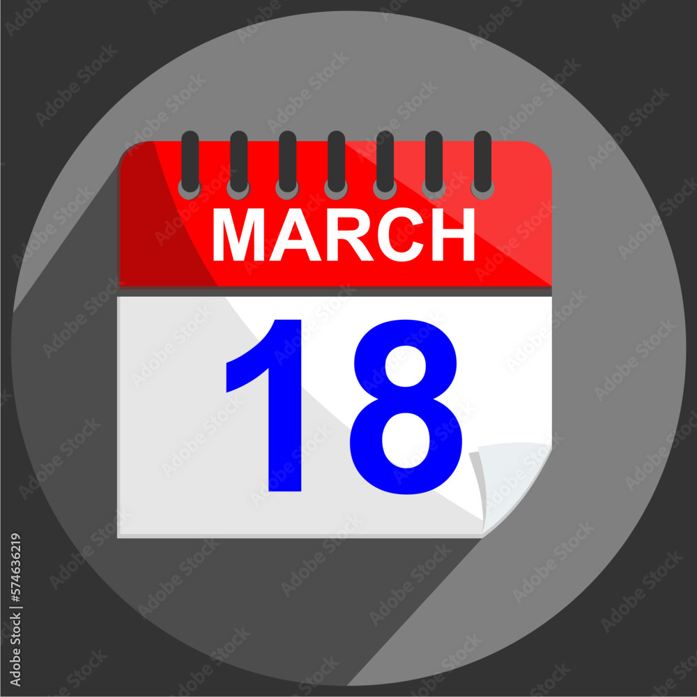 March 18 March 18 calendar date on gray background March 18 March 18 calendar date on gray background