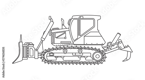Hand drawn Vector illustration color children construction small dozer machine clipart