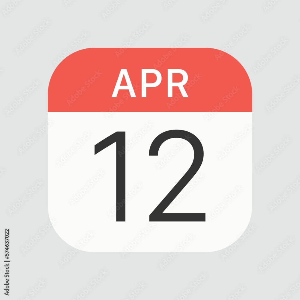 April 12 icon isolated on background. Calendar symbol modern, simple, vector, icon for website design, mobile app, ui. Vector Illustration April 12 icon isolated on background. Calendar symbol modern, simple, vector, icon for website design, mobile app, ui. Vector Illustration