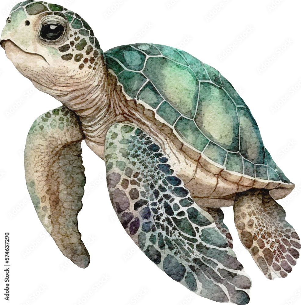 Sea Turtle Illustration Created With Generative Ai Technology Stock 