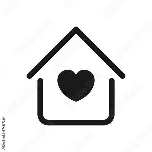 House with heart shape icon , love home symbol, vector illustration isolated on blank background. color editable
