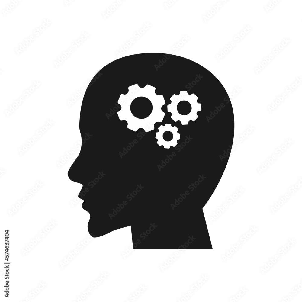Human head gears tech logo, Cogwheel engineering technological inside brain, Artificial intelligence, Human head gears tech logo, Cogwheel engineering technological inside brain, Artificial intelligence,
