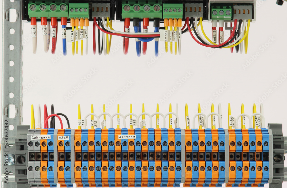 Marking of insulated mounting wires with thermal printed tape.