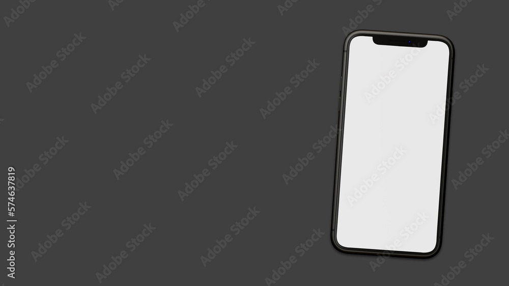Modern Smartphone weißes Display Grau Hintergrund Banner Vorlage 3D Modern Smartphone weißes Display Grau Hintergrund Banner Vorlage 3D