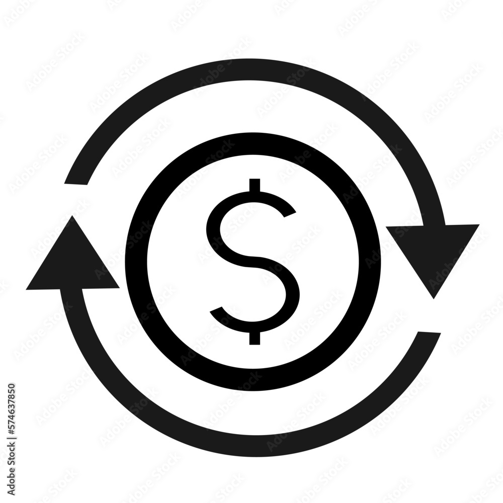 Vector illustration, logo, icon. Money, coin. Financial turnover of capital. Isolated on a white background.