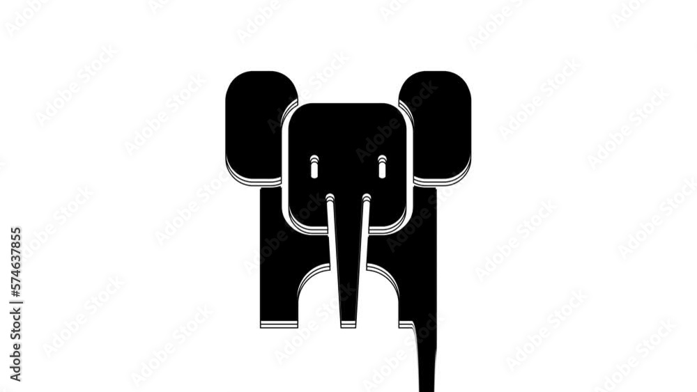 Black Elephant icon isolated on white background. 4K Video motion graphic animation Black Elephant icon isolated on white background. 4K Video motion graphic animation