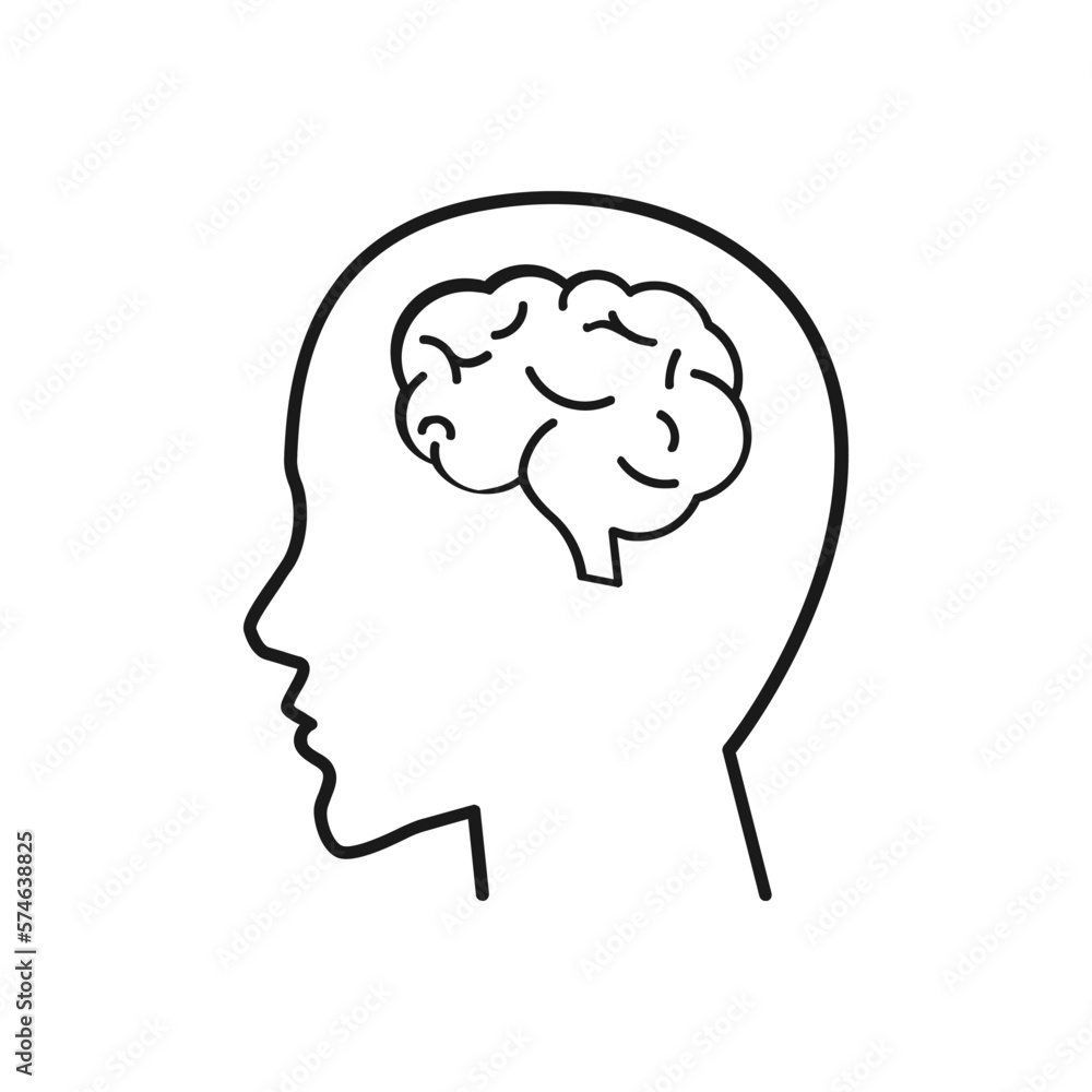 Head with brain symbol vector icon Head with brain symbol vector icon