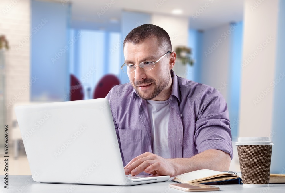 Accounting Clerk business Man work on laptop in office Accounting Clerk business Man work on laptop in office