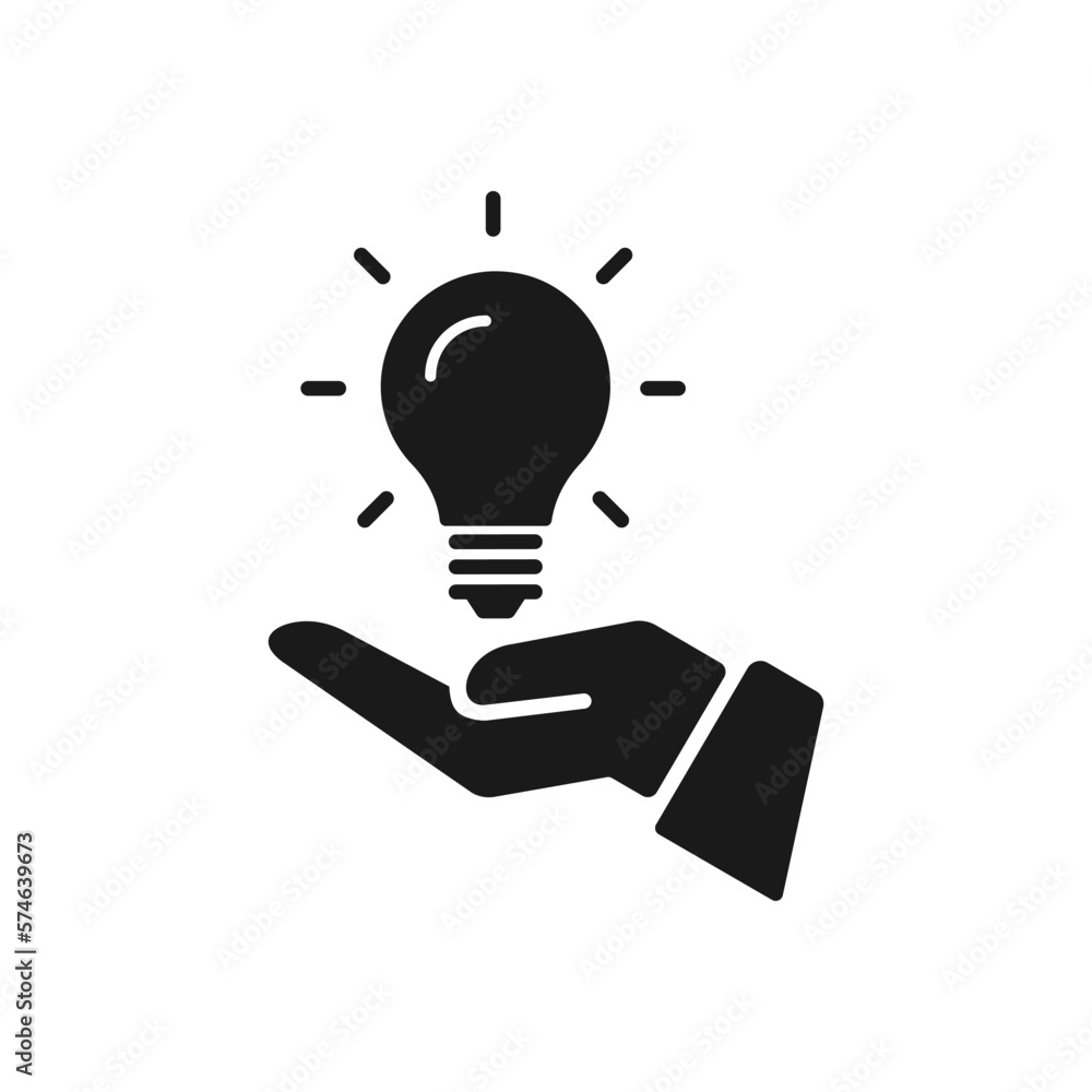 Hand icon with Lamp light bulb . Idea symbol. Editable color. simple illustration mobile concept app and web design. Design template vector Hand icon with Lamp light bulb . Idea symbol. Editable color. simple illustration mobile concept app and web design. Design template vector