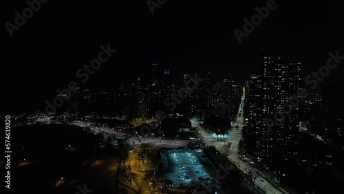 static aerial of north chicago intersection. North Blvd with Clark St. Near Lincoln Park. USA 4k photo