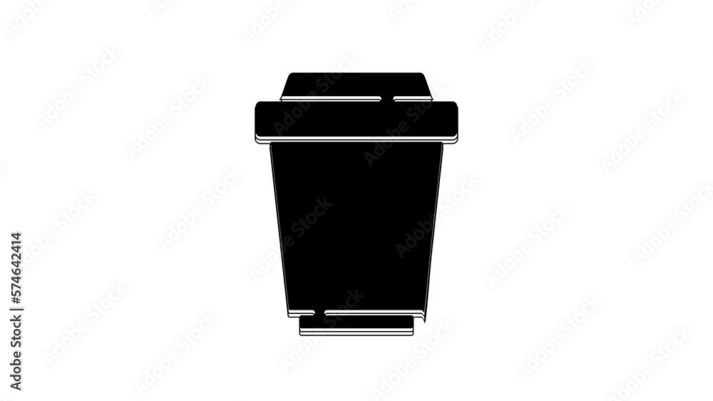 Black Coffee cup to go icon isolated on white background. 4K Video motion graphic animation Black Coffee cup to go icon isolated on white background. 4K Video motion graphic animation