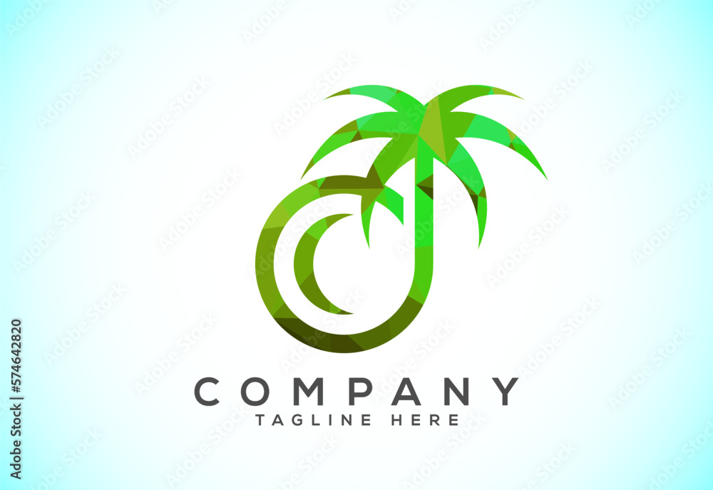 Polygonal low poly coconut Logo, coconut drink beverage vector icon logo design template