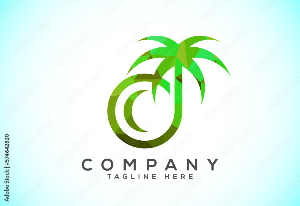 Fototapeta premium Polygonal low poly coconut Logo, coconut drink beverage vector icon logo design template