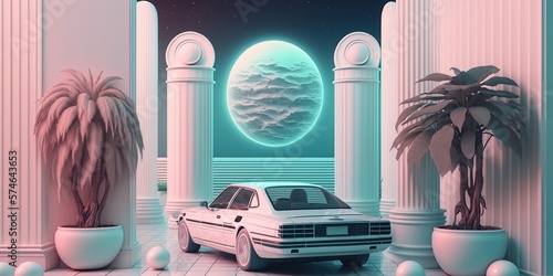 apollo sequential physically modeled synthesis in vaporwave by ai generative photo