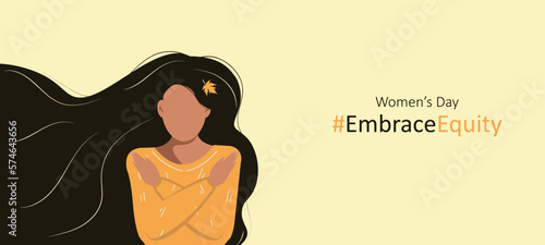 International women's day of justice, hugs and equality.Baner, flyer, background in gentle feminine colors. #EmbraceEquity.