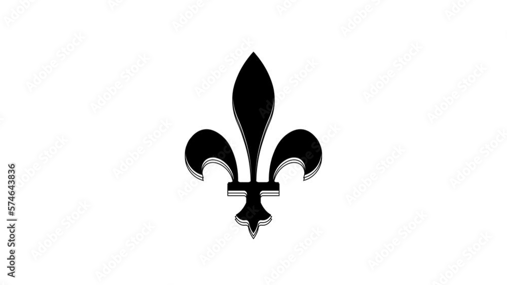 Black Fleur De Lys icon isolated on white background. 4K Video motion graphic animation Black Fleur De Lys icon isolated on white background. 4K Video motion graphic animation