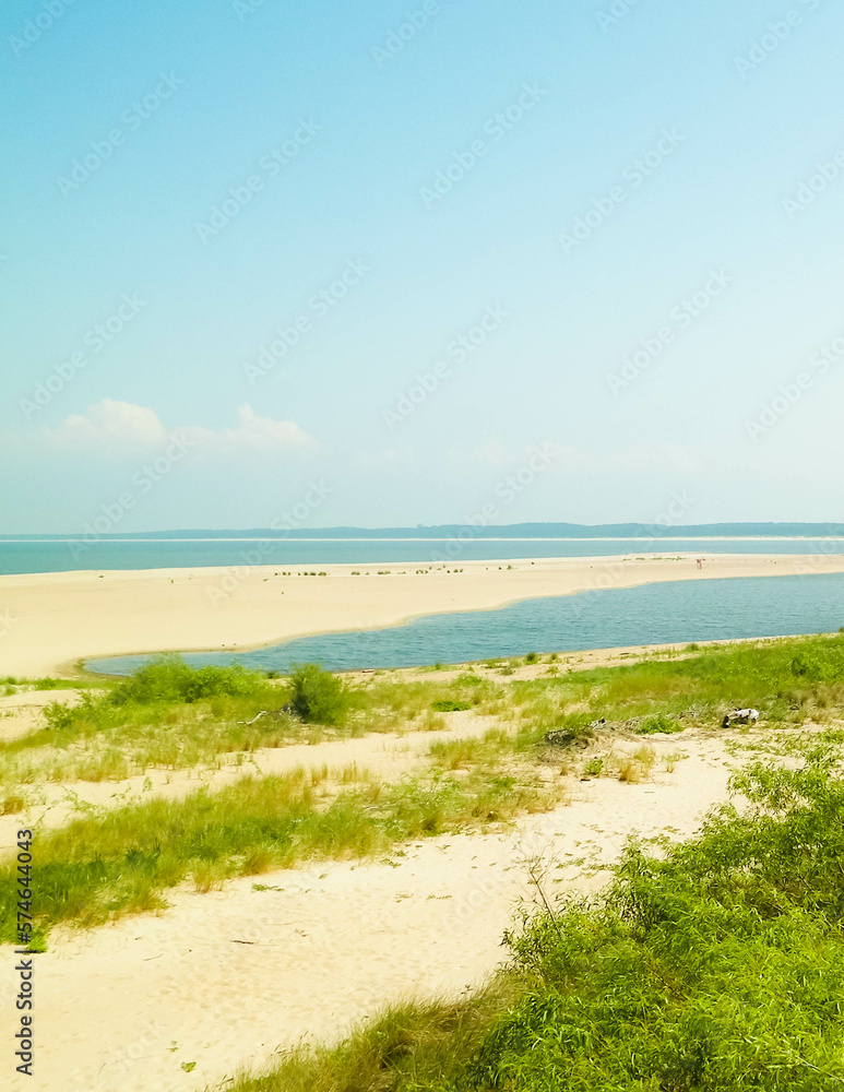 Baltic Sea Coast on Sobieszewska Island. The estuary of the Vistula River.