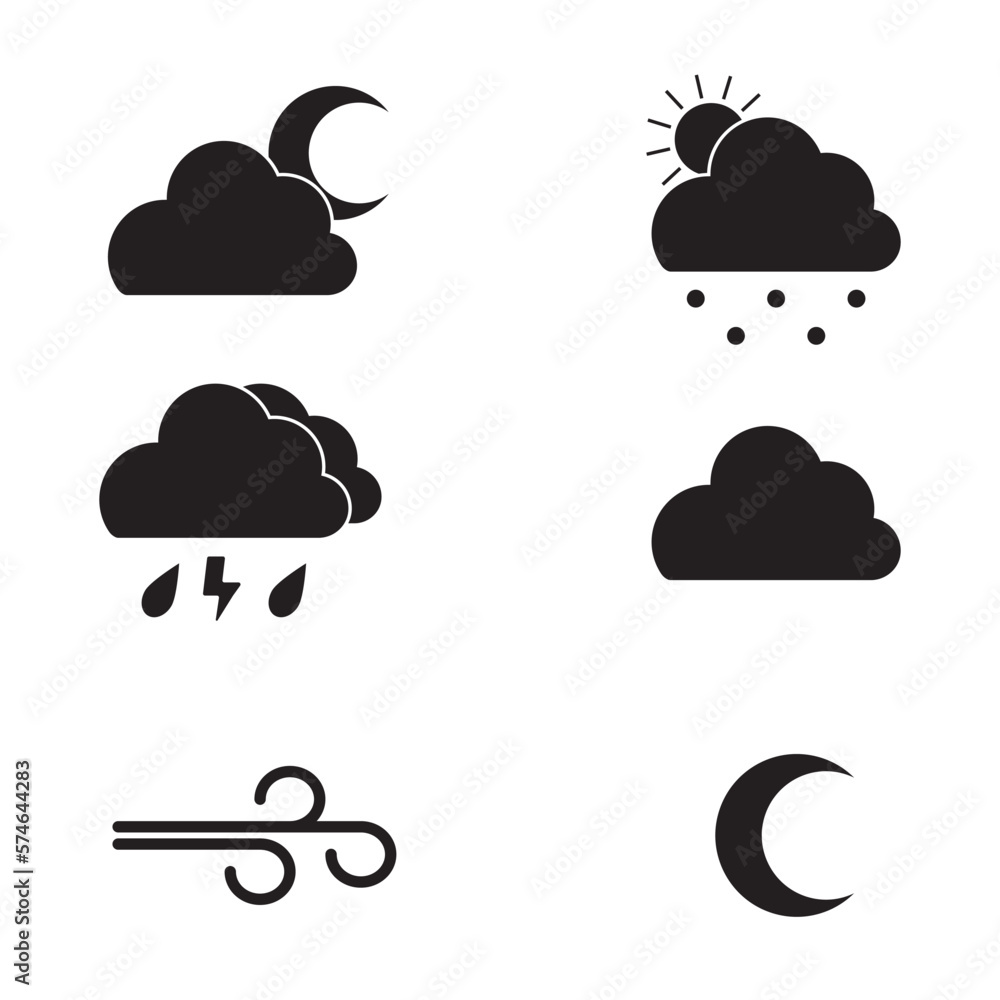 Set weather icons. Contour icons Set weather icons. Contour icons